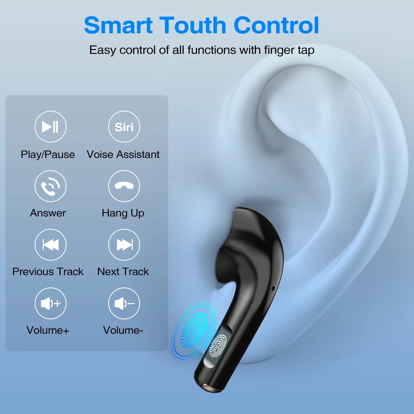 Wireless Earbuds Bluetooth Headphones 40H Playback LED Power Display with Charging Case, Bluetooth Earbuds for Iphone, Android